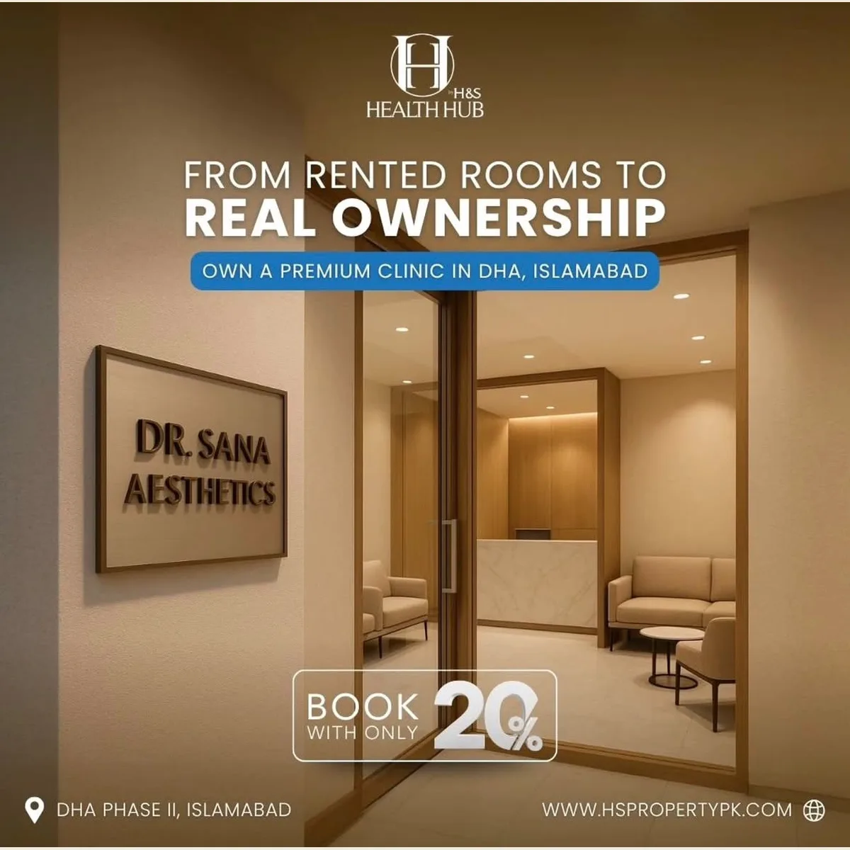 Home Health Hub clinic entrance and reception, DHA Phase II, Islamabad