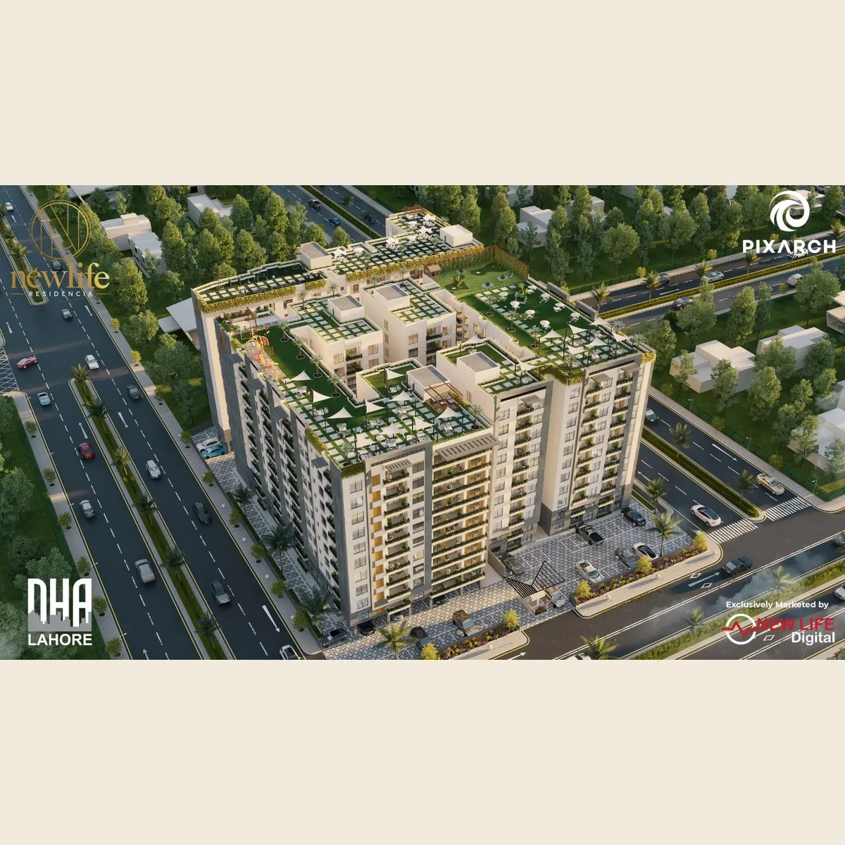 Projects Aerial view of New Life Residencia, DHA Lahore