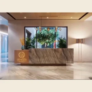 New Life Residencia reception with marble desk